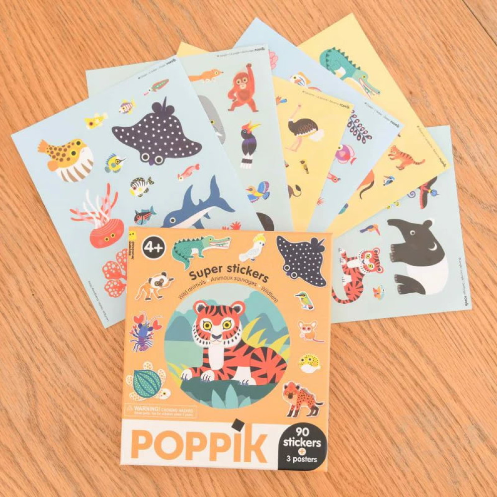 Poppik Sticker box με 100 αυτοκόλλητα - Άγρια Ζώα 
