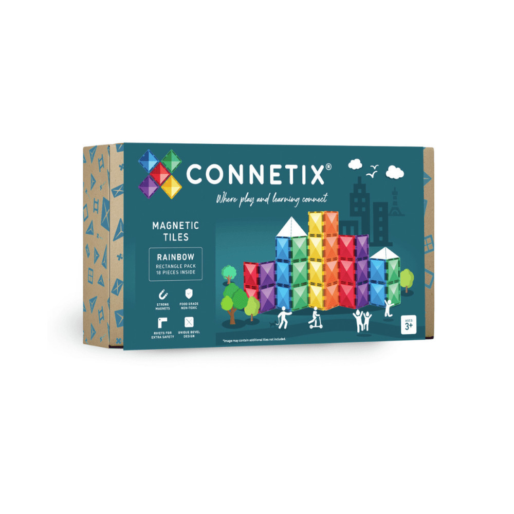 Connetix Rainbow Rectangle Pack Μαγνητικά Τουβλάκια Κατασκευών 18τμχ.
