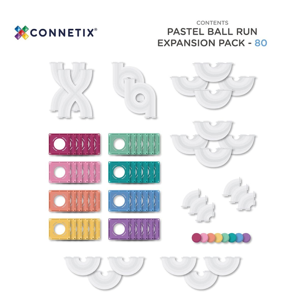 Connetix Pastel Ball Run Expansion Pack Μαγνητικά Τουβλάκια Κατασκευών 80τμχ.