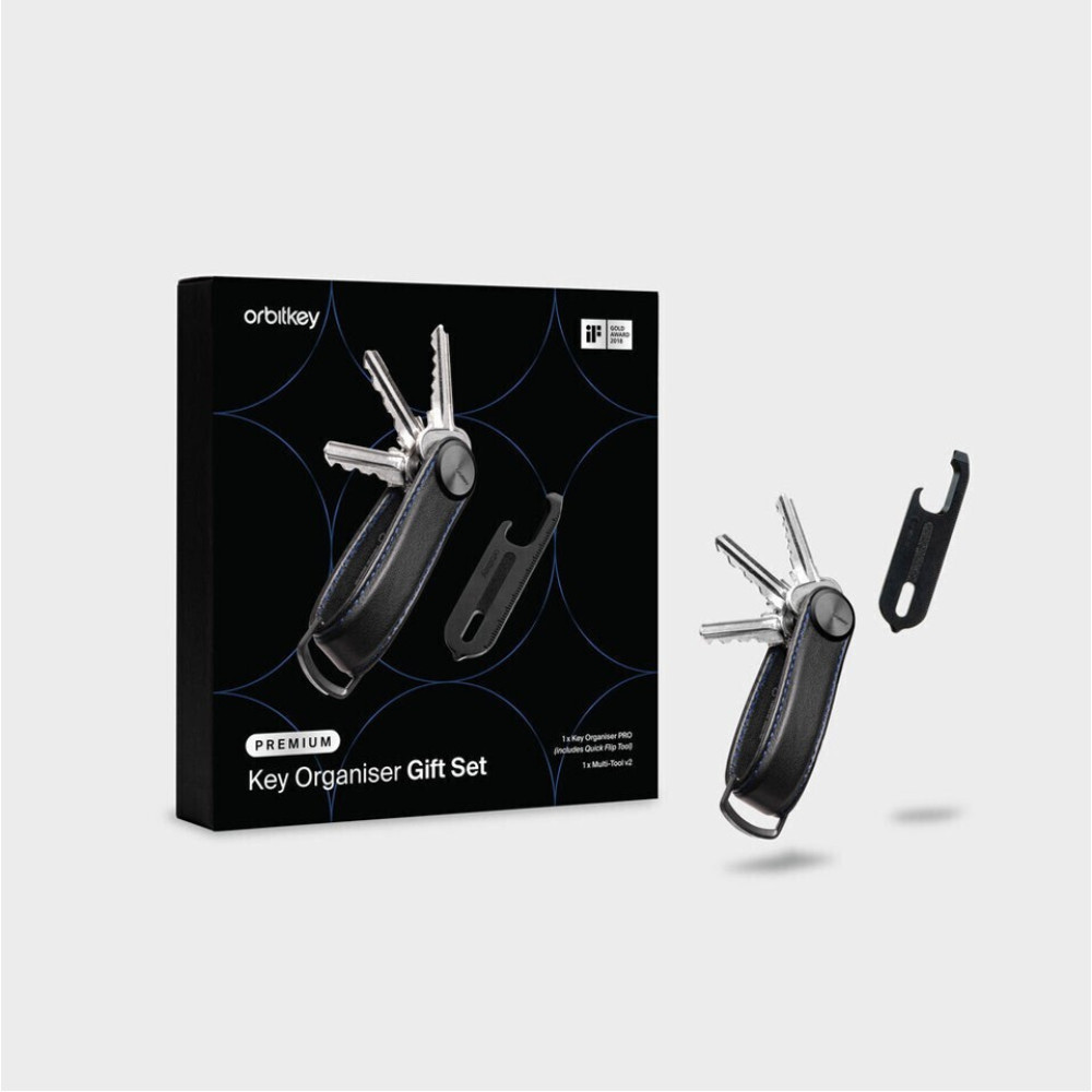 Key Organiser Pro (Blackout with Blue Stitching) + Multi-Tool v2 (Black) - Gift Set