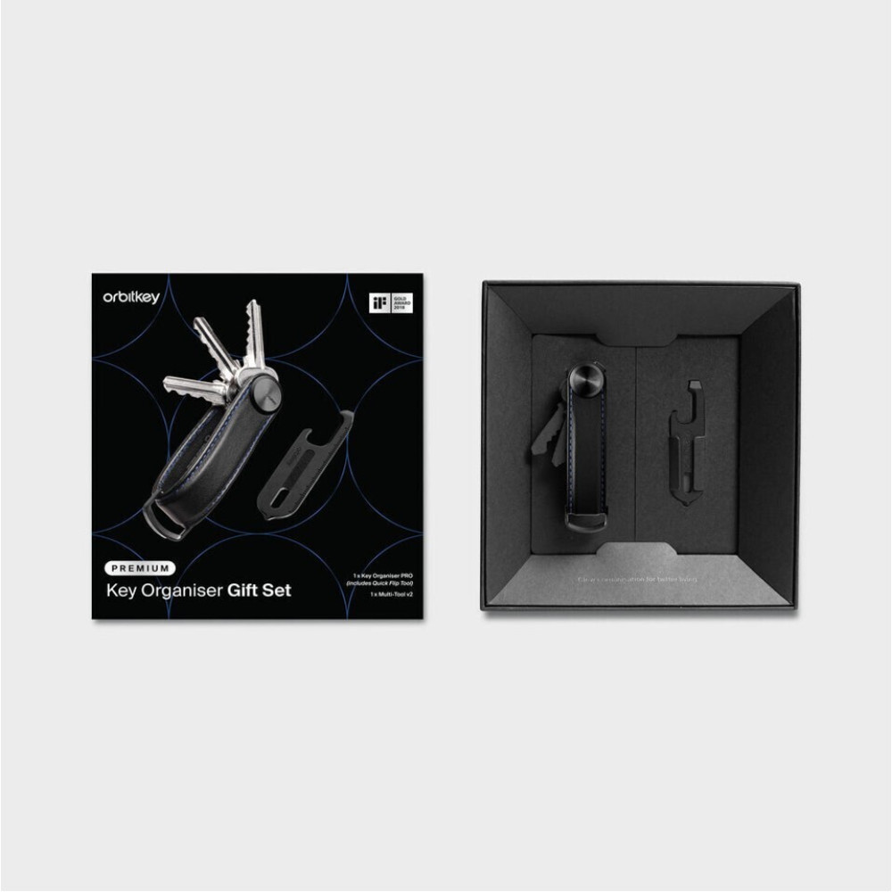 Key Organiser Pro (Blackout with Blue Stitching) + Multi-Tool v2 (Black) - Gift Set
