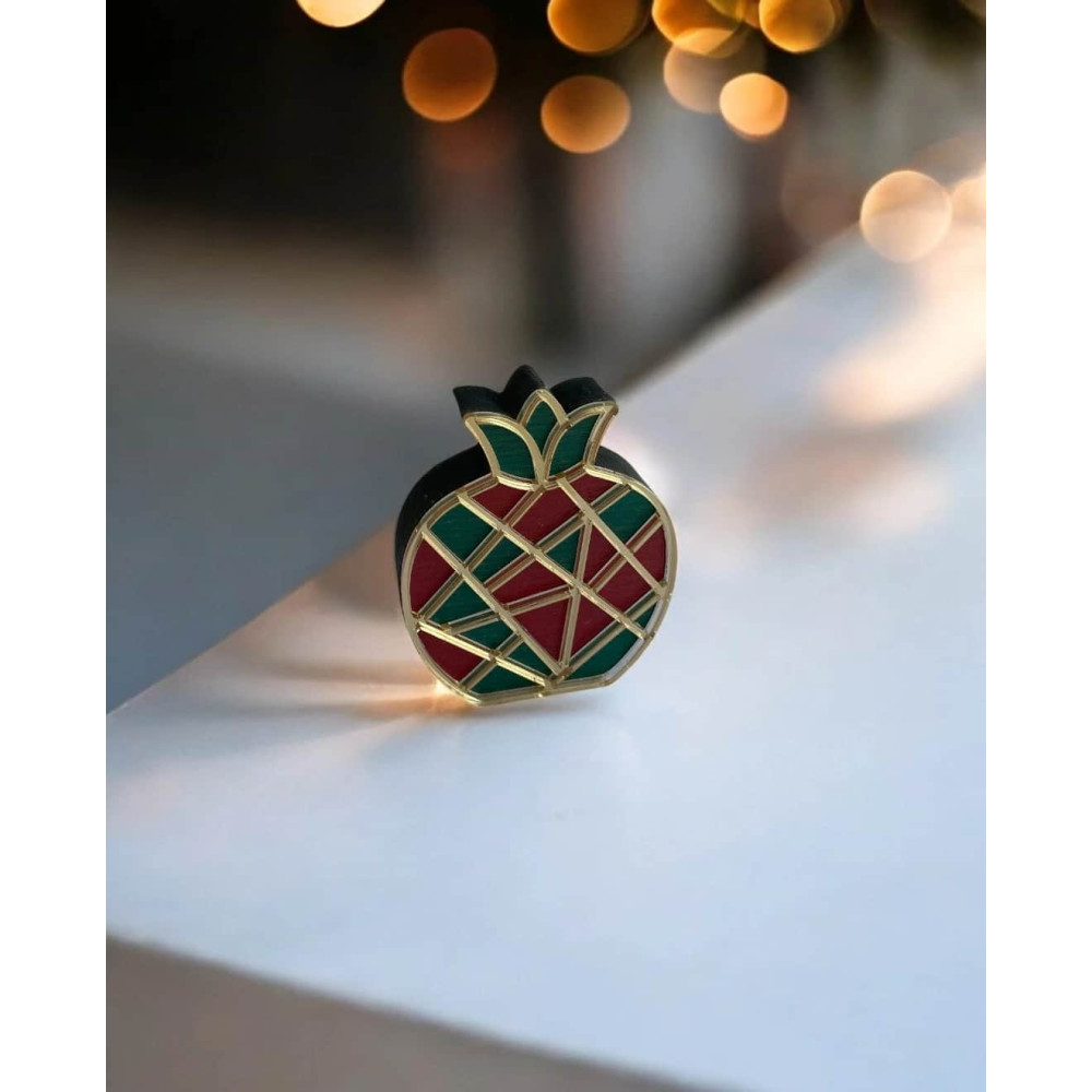 LifeLikes Γουράκι Ξύλινο Μωσαϊκό Ρόδι Κόκκινο Πράσινο