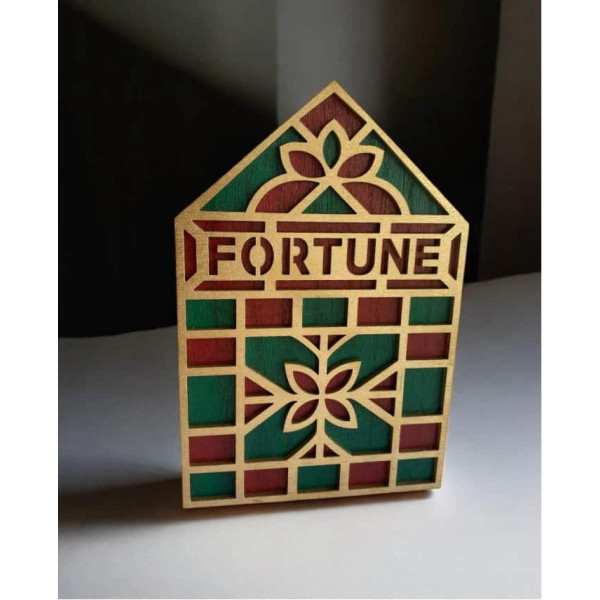 LifeLikes Γούρι Ξύλινο Σπίτι Fortune Κόκκινο Πράσινο