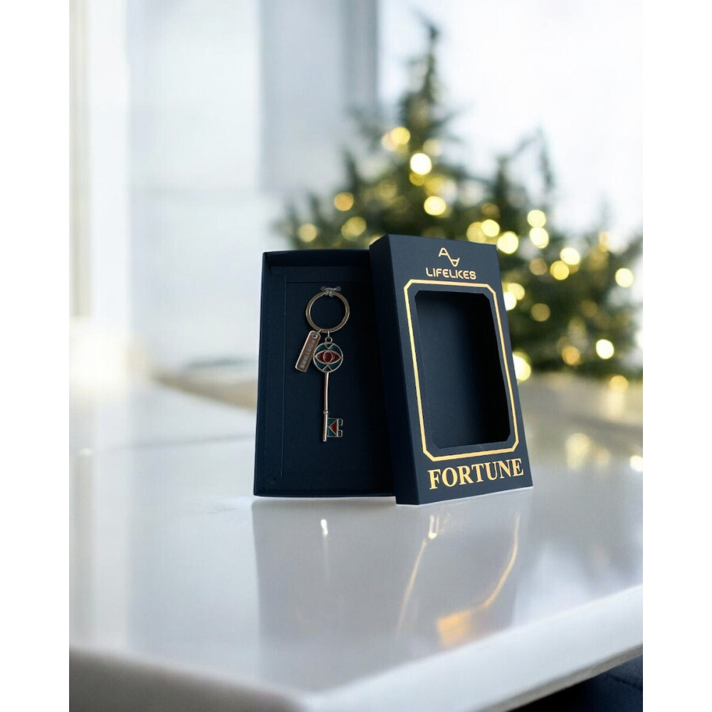 LifeLikes Γουράκι Μπρελόκ Fortune Κλειδί Ασημί Κόκκινο Πράσινο