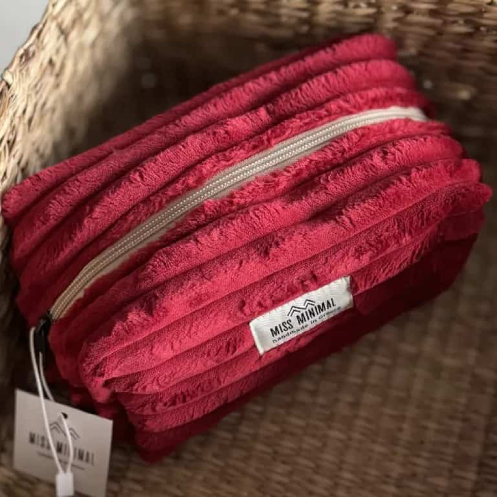 Miss Minimal Mini Zipper Box Νεσεσέρ Red Velvet (12 x 11 x 9 cm)