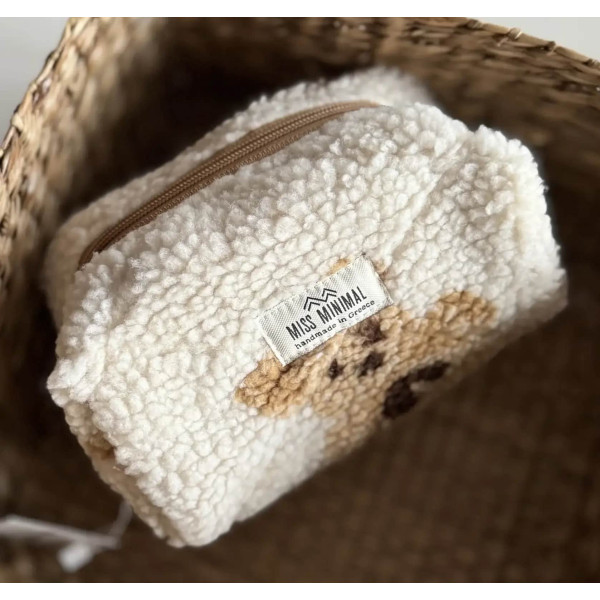 Miss Minimal Mini Zipper Box Νεσεσέρ White Teddy (12 x 11 x 9 cm)