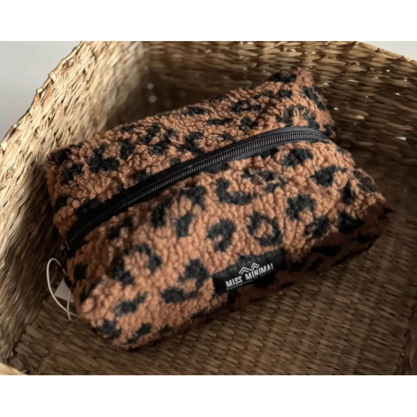 Miss Minimal Mini Zipper Box Νεσεσέρ Fluffy Animal Print (12 x 11 x 9 cm)
