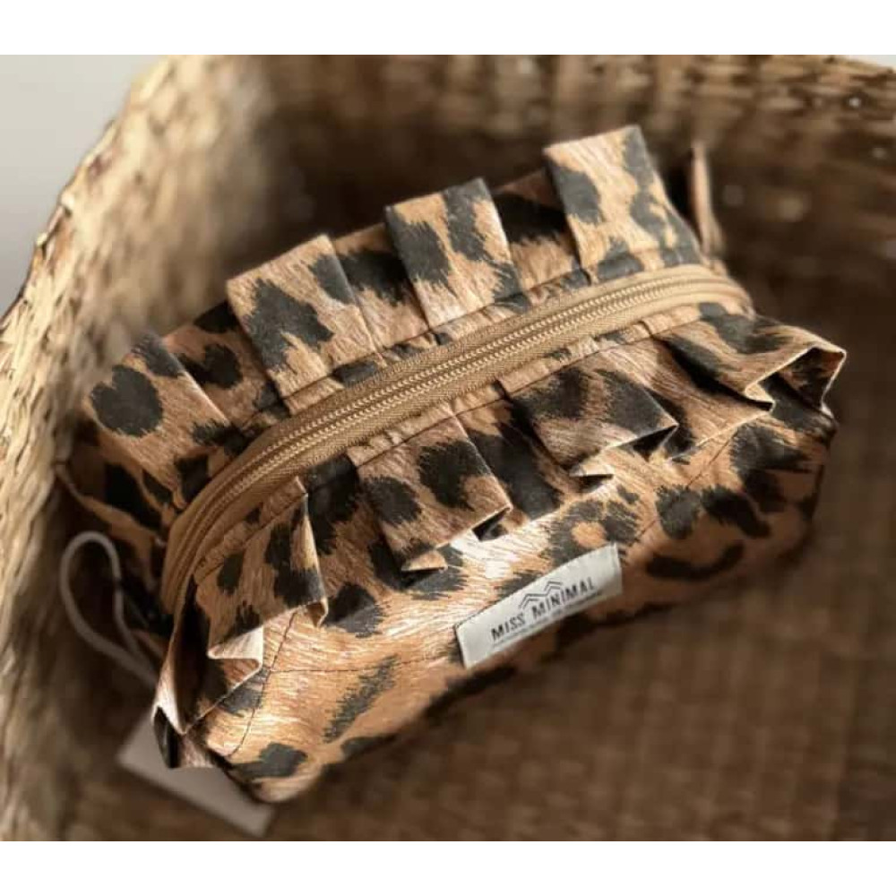Miss Minimal Mini Zipper Box Νεσεσέρ Brown Leopard Romantic (12 x 11 x 9 cm)