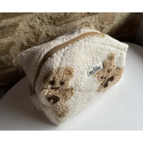 Miss Minimal Zipper Box Νεσεσέρ Fluffy White Teddy (22 x 13 x 23 cm)