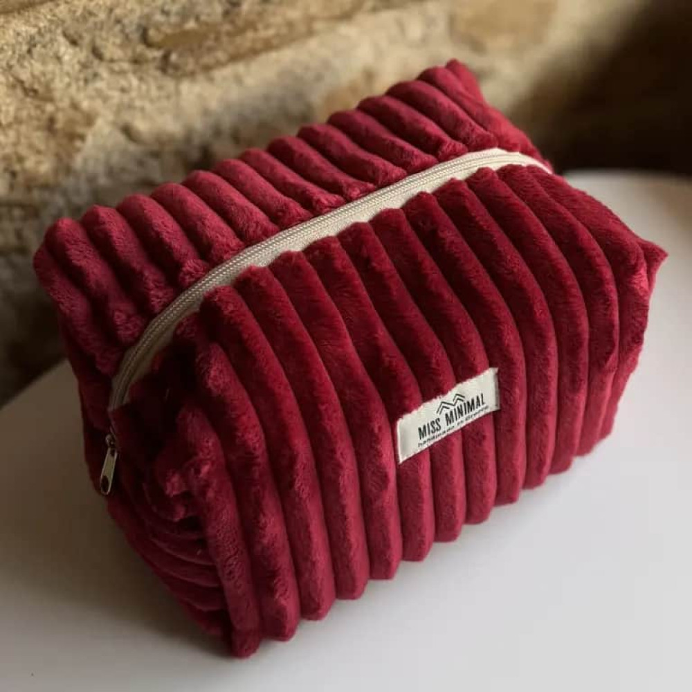 Miss Minimal Zipper Box Νεσεσέρ Red Velvet (22 x 13 x 23 cm)