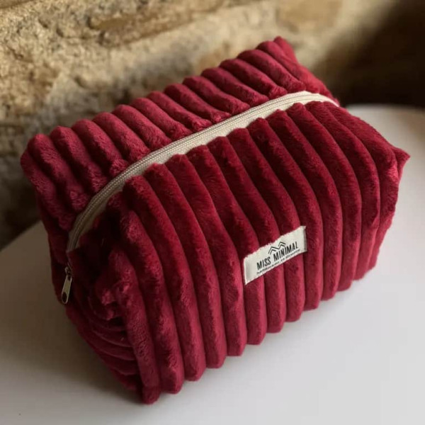 Miss Minimal Zipper Box Νεσεσέρ Red Velvet (22 x 13 x 23 cm)