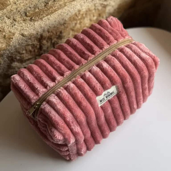 Miss Minimal Zipper Box Νεσεσέρ Rosse Velvet (22 x 13 x 23 cm)