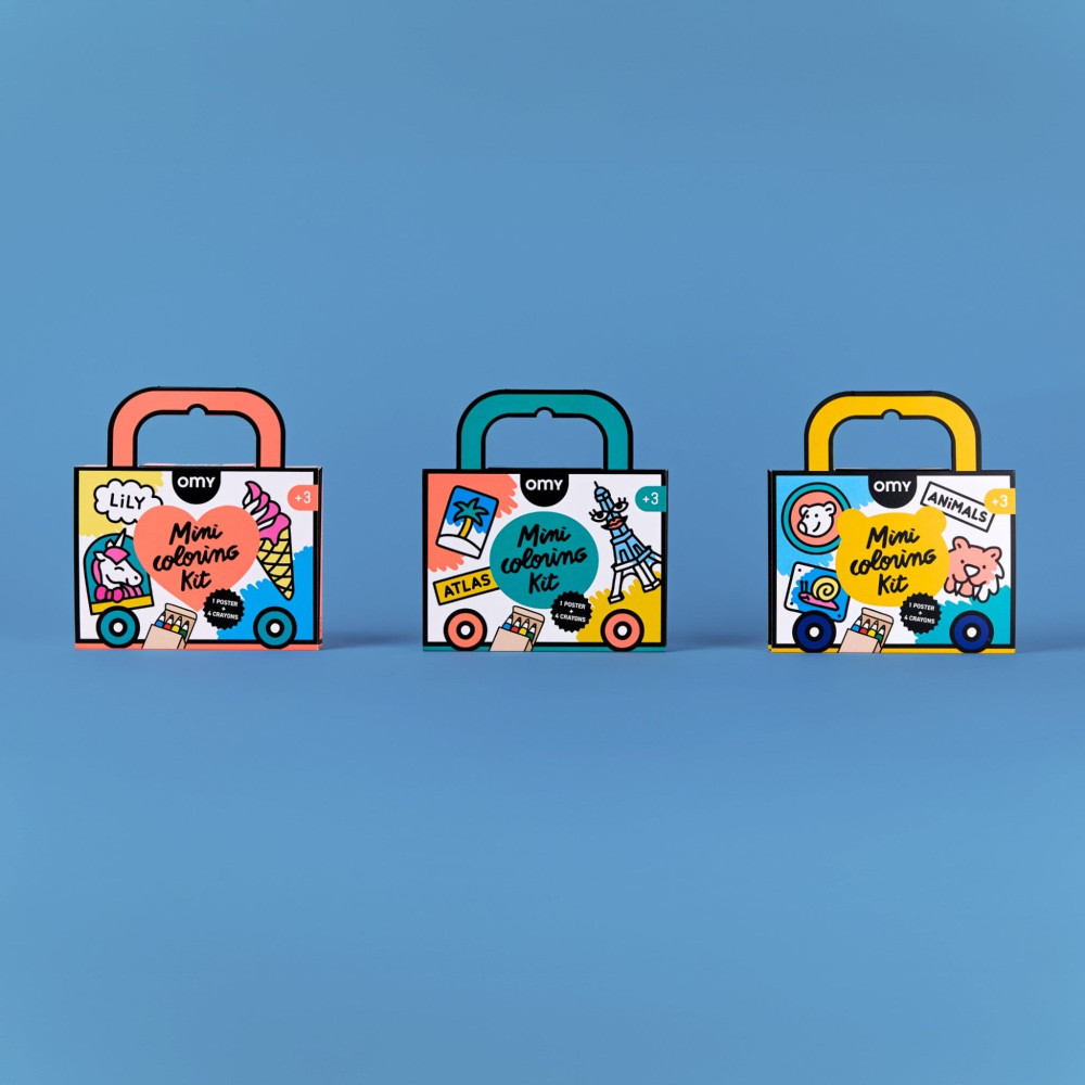 OMY Αφίσα Ζωγραφικής Μίνι με Ξυλομπογιές Ζωάκια On the Go