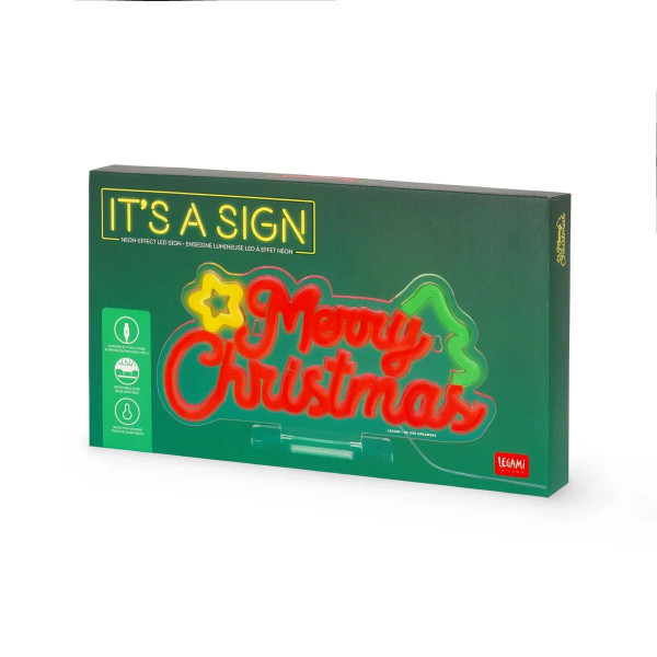 Legami Neon-Effect LED Sign - It's A Sign Merry Xmas