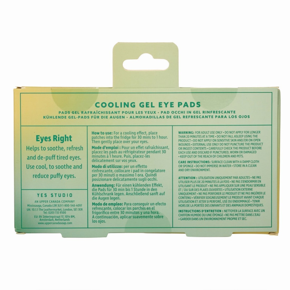 Yes Studio Ζευγάρι Eye Pads ψύξης με  Τζελ Κατά του Πρηξίματος, Cool as A - By Upper Canada