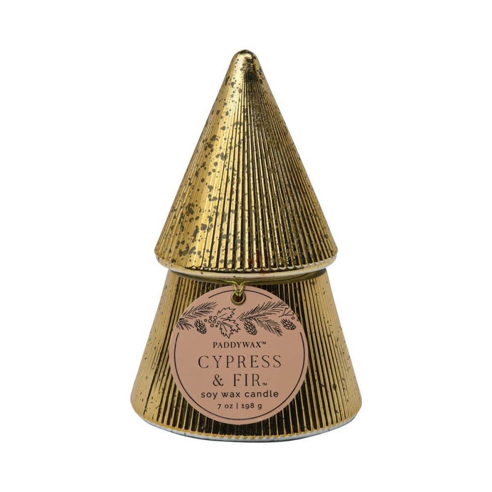 Paddywax Cypress & Fir Γυάλινο Κερί 198gr σε Χρυσό Δεντράκι