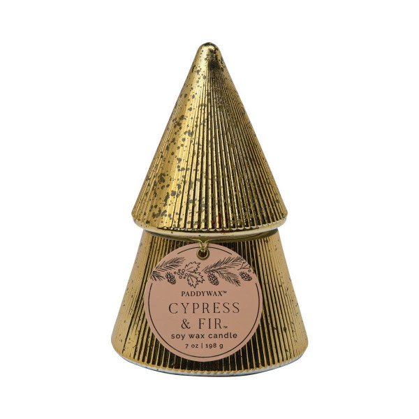 Paddywax Cypress & Fir Γυάλινο Κερί 198gr σε Χρυσό Δεντράκι