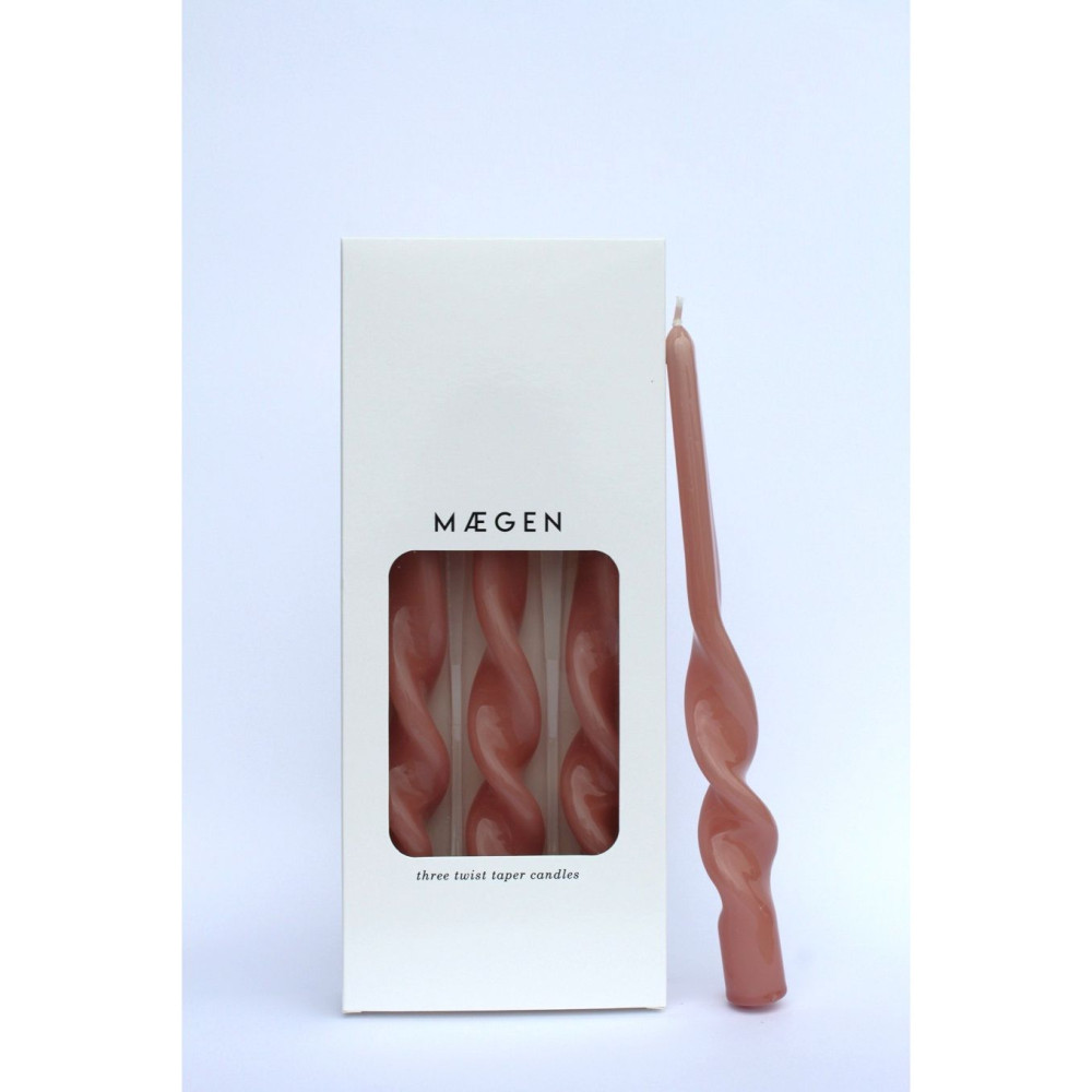 Maegen Σετ από 3 Twisted Κεριά Δείπνου 25cm - Plaster Pink 