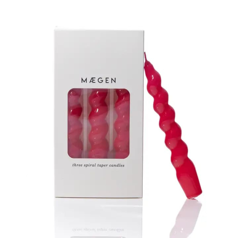 Maegen Σετ από 3 Spiral Taper Κεριά Δείπνου 18cm - Magenta