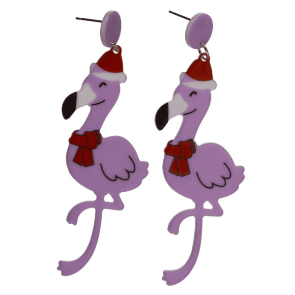 Χριστουγεννιάτικα Σκουλαρίκια 2 τμχ - Flamingo