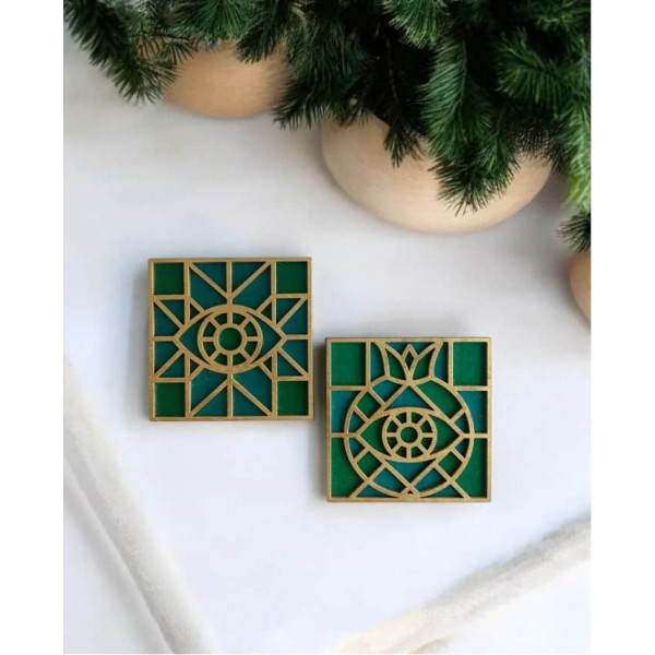 LifeLikes Σετ Σουβέρ Μάτι-Ρόδι (2 τμχ) Βεραμάν Πράσινο