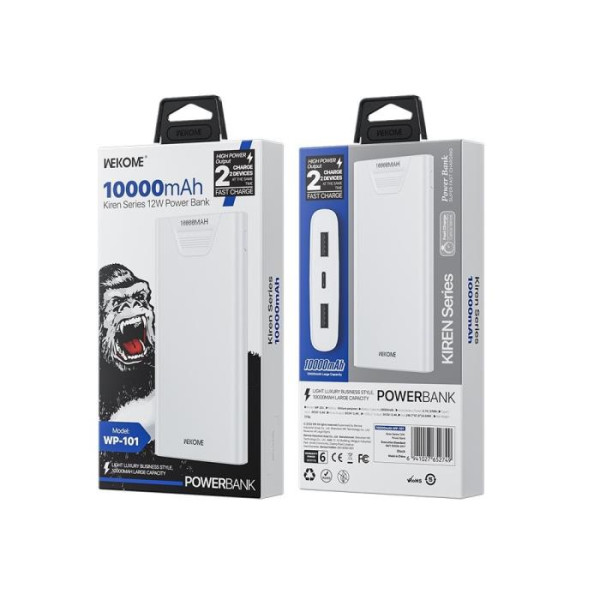 Wekome Power Bank 10000mAh 12W WP-101 2 Θέσεων (Λευκό)