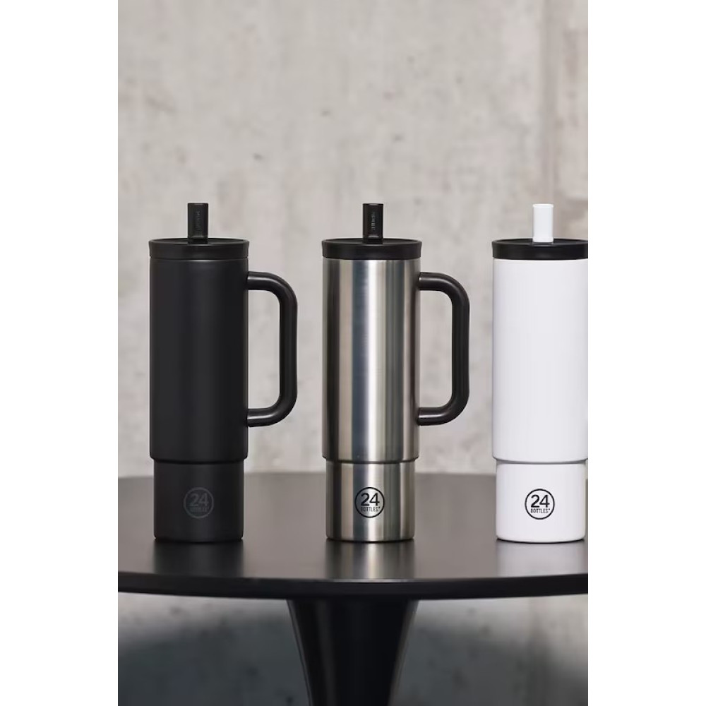 24Bottles Straw Cup Ανοξείδωτο Ποτήρι Θερμός με Καλαμάκι 0.80lt (Brushed Steel)