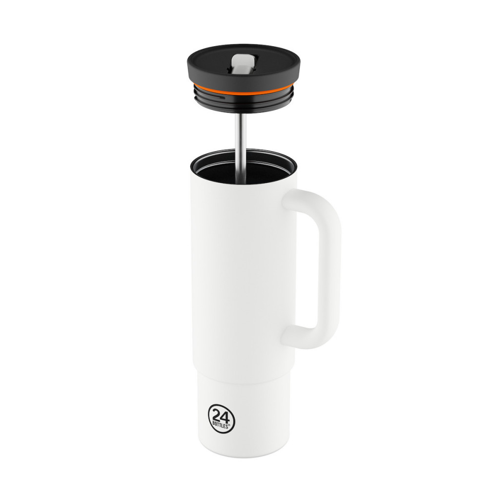 24Bottles Straw Cup Ανοξείδωτο Ποτήρι Θερμός με Καλαμάκι 0.80lt (Ice White)