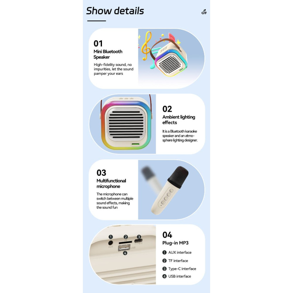 ATC-12 Bluetooth Ηχείο Καραόκε 10W RGB
