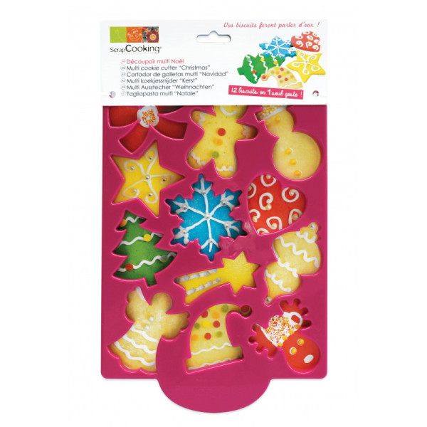 Scrap Cooking Φόρμα Σιλικόνης με 12 Σχέδια για Χριστουγεννιάτικα Μπισκότα