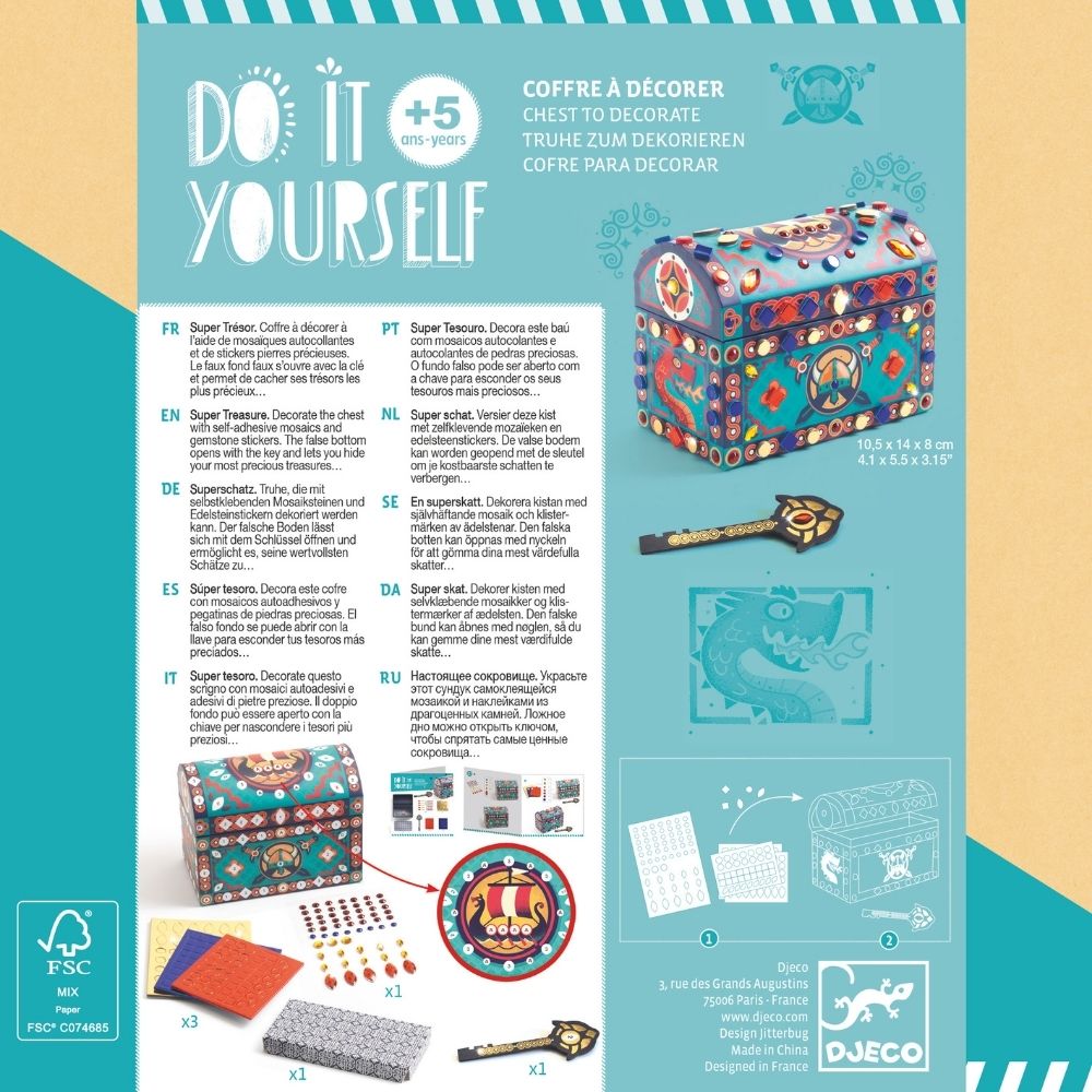 Djeco DIY Διακοσμώ Σεντούκι Θησαυρού με Κλειδί