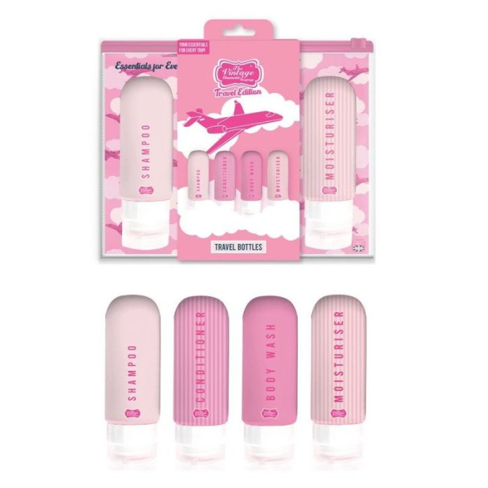 Διαφανές Τσαντάκι με Σετ Ταξιδιωτικών Μπουκαλιών Σιλικόνης, 4 τμχ - By Upper Canada