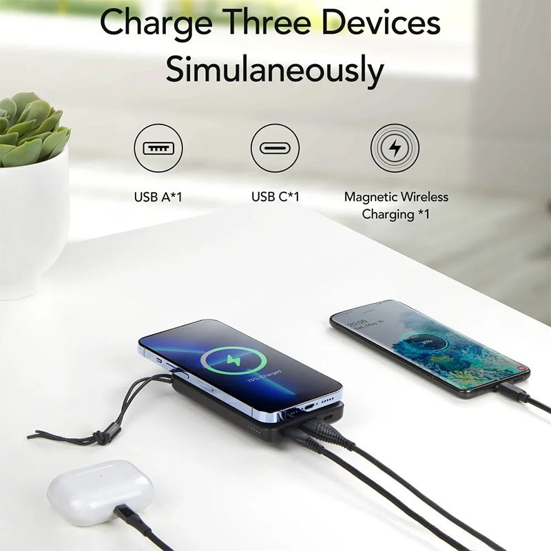 Veger W1151 MagOn Magnetic Wireless MagSafe Power Bank 10000mAh PD 3.0 (Μαύρο)