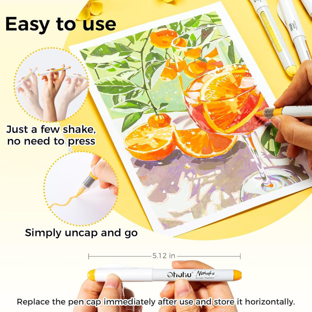 Ohuhu Σετ 24 Ανεξίτηλων Ακρυλικών Μαρκαδόρων Neon