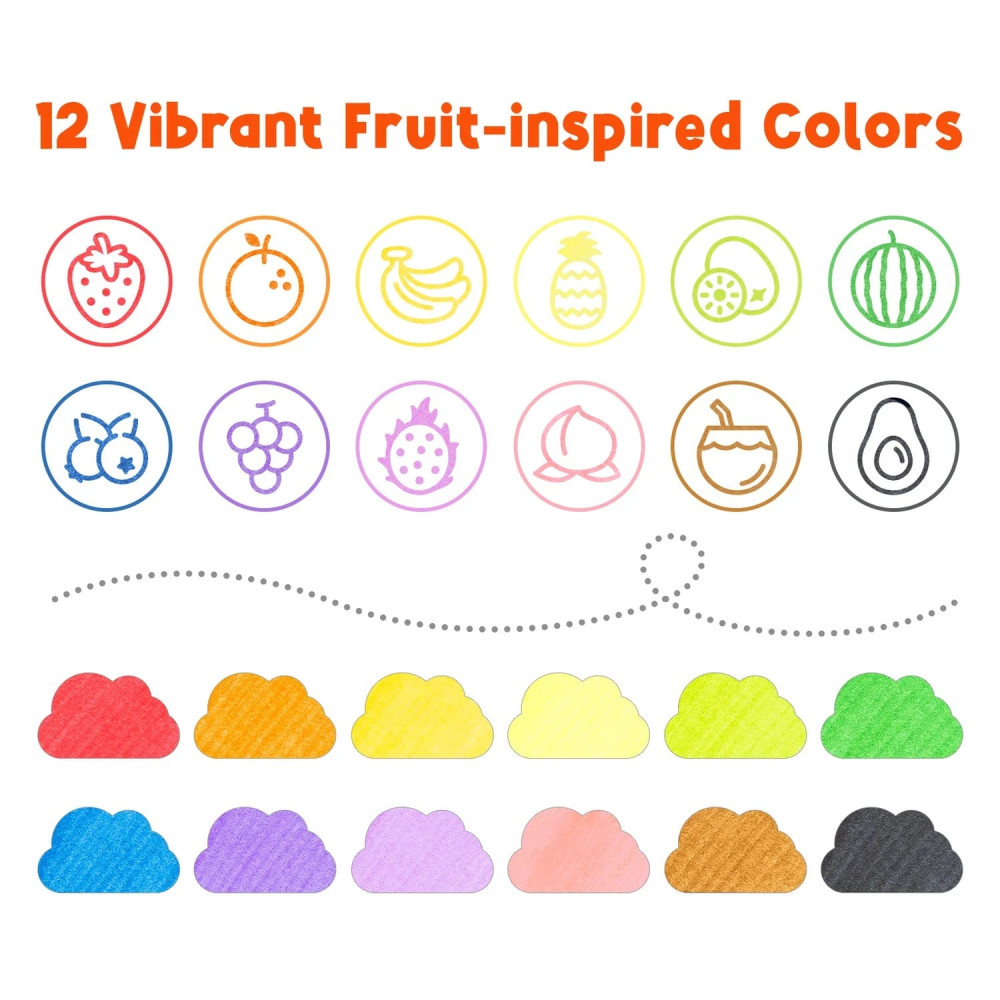 Ohuhu Σετ 12 Μαρκαδόρων Νερού με Σφραγίδες Πλενόμενοι