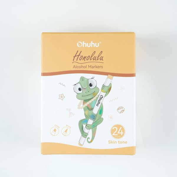 Ohuhu Honolulu Σετ 24 Μαρκαδόρων Αλκοόλης με Διπλή Μύτη Skin Tone Brush & Chisel