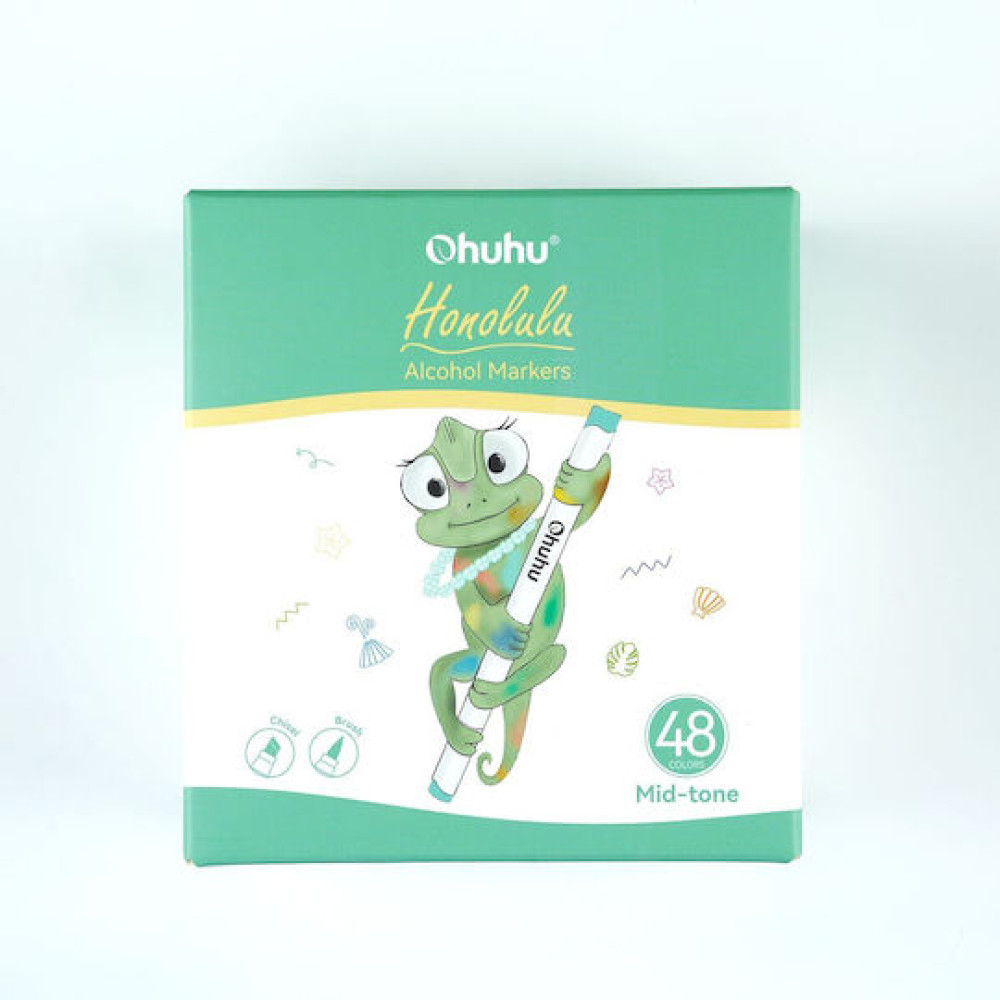 Ohuhu Honolulu Σετ 48 Μαρκαδόρων Αλκοόλης με Διπλή Μύτη Mid-tone Brush & Chisel