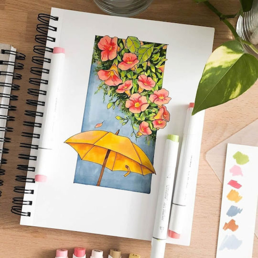 Ohuhu Honolulu Σετ 48 Μαρκαδόρων Αλκοόλης με Διπλή Μύτη Mid-tone Brush & Chisel