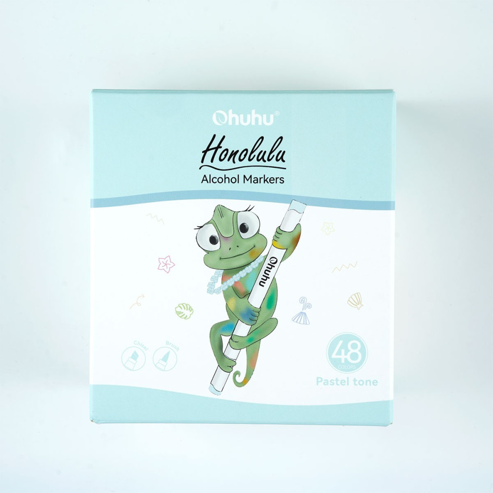Ohuhu Honolulu Σετ 48 Μαρκαδόρων Αλκοόλης Pastel Tone Brush & Chisel