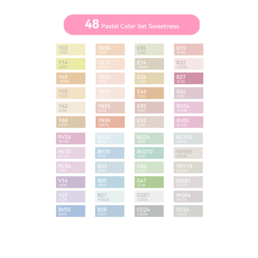 Ohuhu Honolulu Σετ 48 Μαρκαδόρων Αλκοόλης Pastel Tone Brush & Chisel