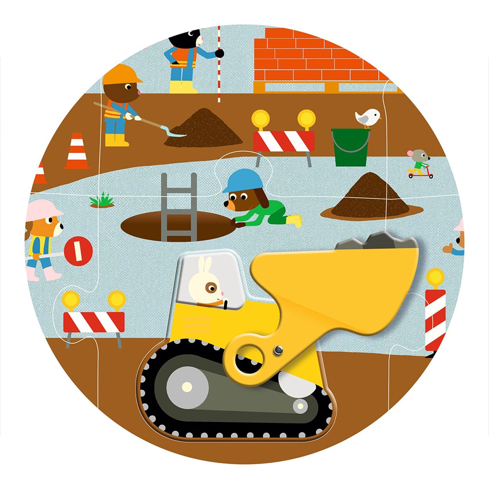 Djeco Παζλ Γίγας 12+5 Τεμαχίων "Κατασκευαστικά Οχήματα με Κίνηση"