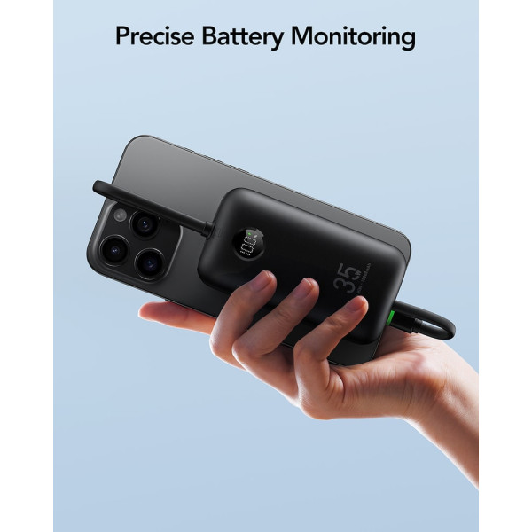 Veger K1 W1188 Digital Display Power Bank 10000mAh PD 3.0 Built In Non-MFI Lightning & USB-C (Μαύρο)