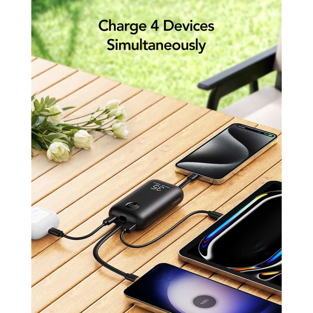 Veger K1 W1188 Digital Display Power Bank 10000mAh PD 3.0 Built In Non-MFI Lightning & USB-C (Μαύρο)