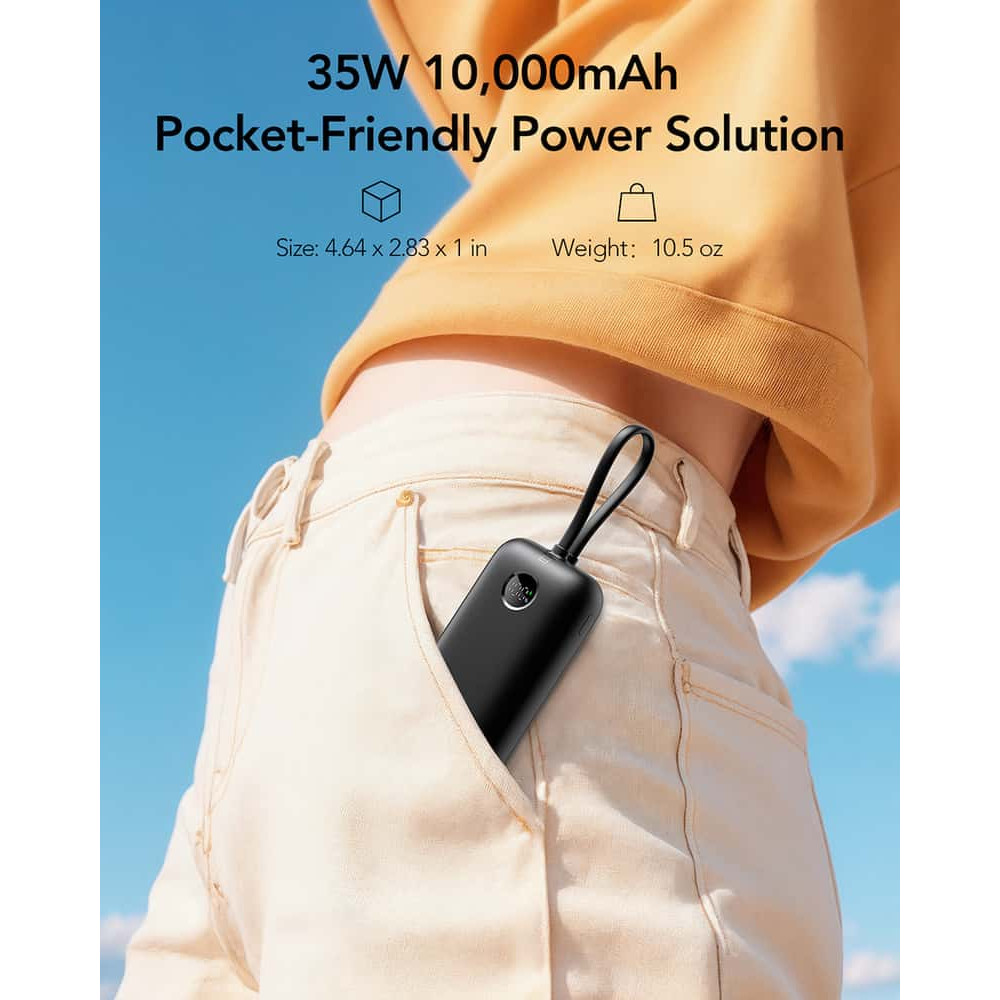 Veger K1 W1188 Digital Display Power Bank 10000mAh PD 3.0 Built In Non-MFI Lightning & USB-C (Μαύρο)