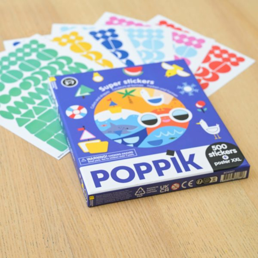 Poppik Sticker box με Αφίσα XXL και 500 Αυτοκόλλητα - Χρώματα και Σχήματα