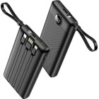 Veger C10 W1116 Digital Display Power Bank 10000mAh Built In 4 Cables, Keychain Style (Μαύρο)