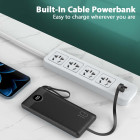 Veger C10 W1116 Digital Display Power Bank 10000mAh Built In 4 Cables, Keychain Style (Μαύρο)