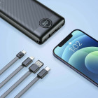 Veger C10 W1116 Digital Display Power Bank 10000mAh Built In 4 Cables, Keychain Style (Μαύρο)
