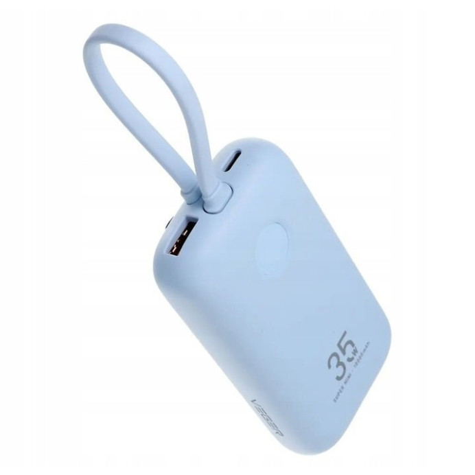 Veger K1 W1188 Digital Display Power Bank 10000mAh PD 3.0 Built In Non-MFI Lightning & USB-C (Γαλάζιο)