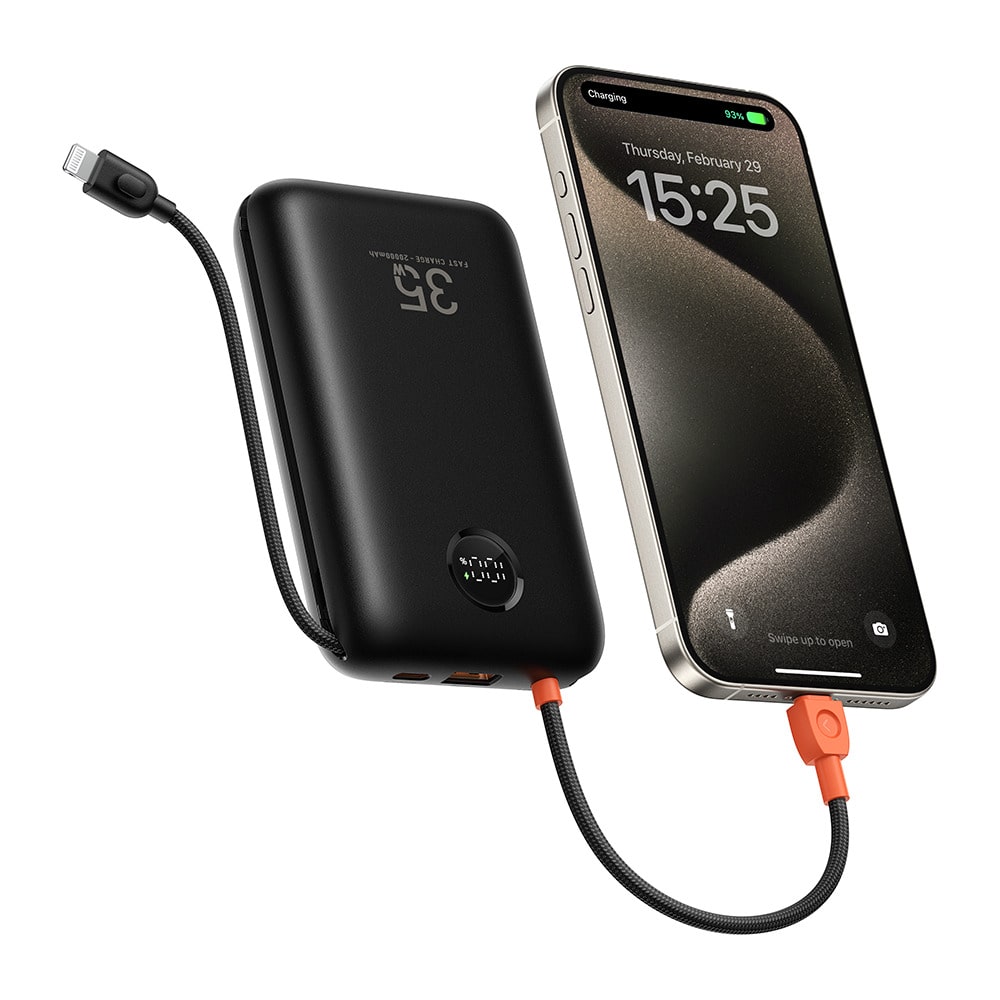 Veger K2 W2068 Digital Display Power Bank 20000mAh PD 3.0 35W Built In 4 Cables, Keychain Style (Μαύρο)